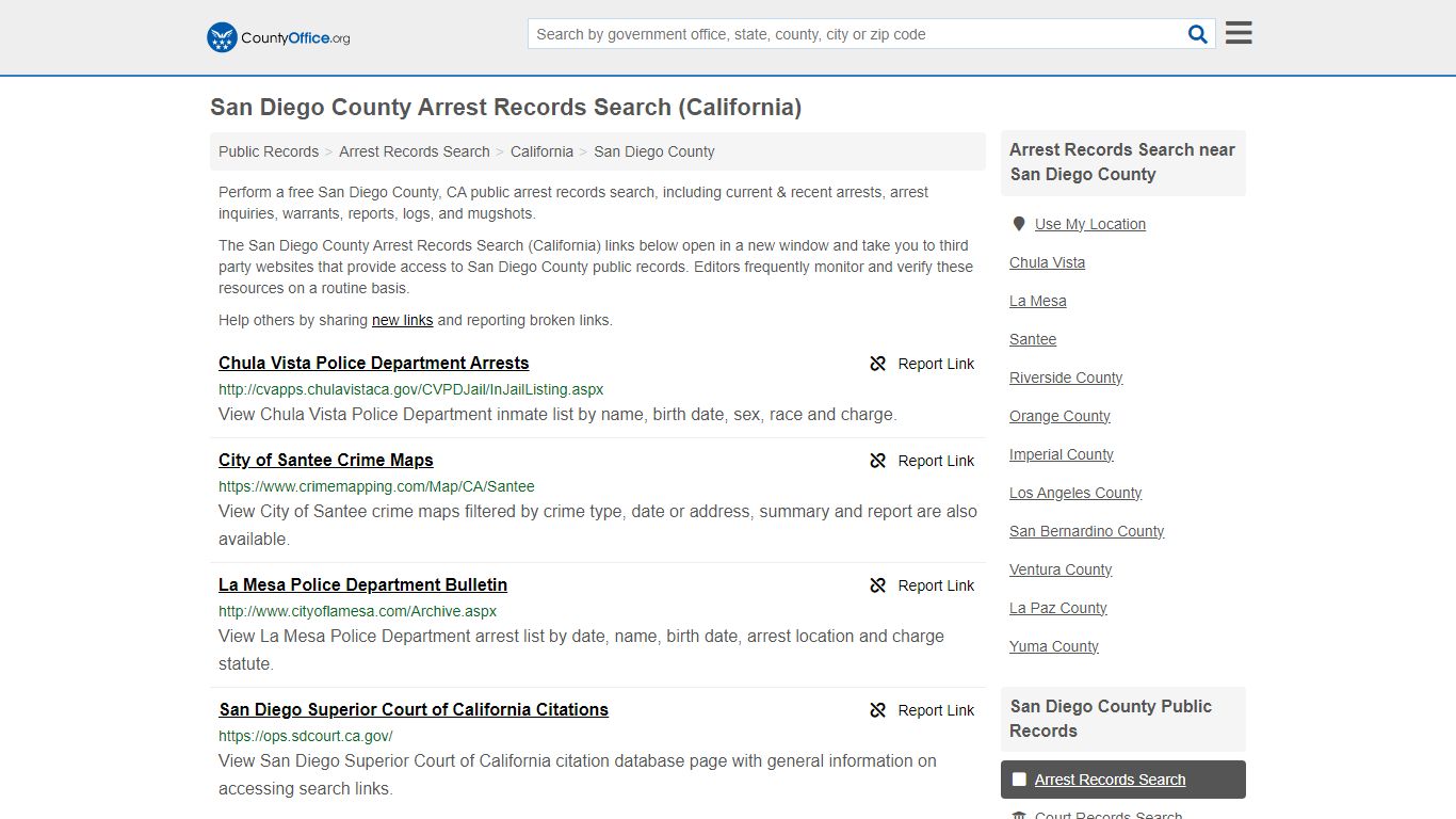 San Diego County Arrest Records Search (California) - County Office